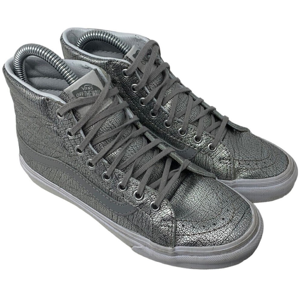 Vans SK8-Hi Top Shoes 721277 Shiny Silver White Gray 4.5 Mens or Womens 6